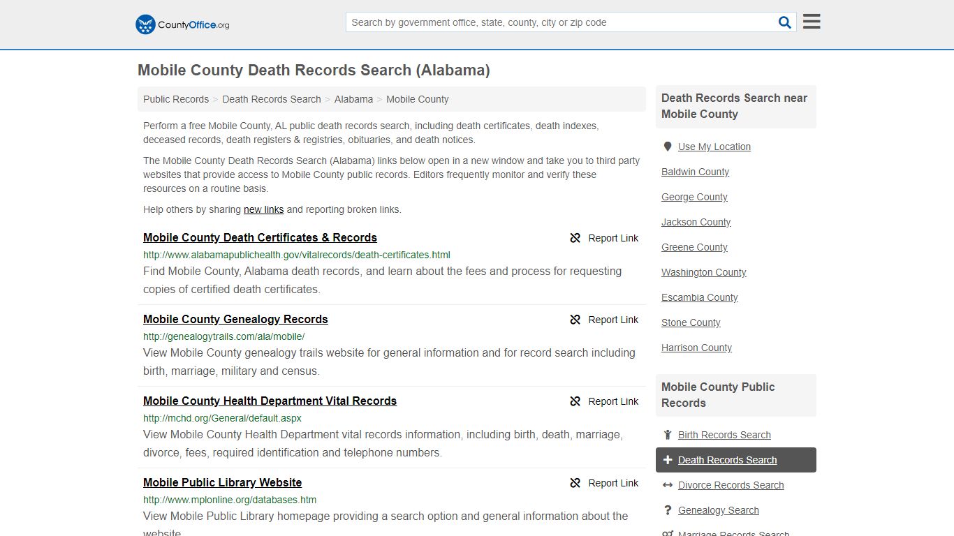 Death Records Search - Mobile County, AL (Death ...